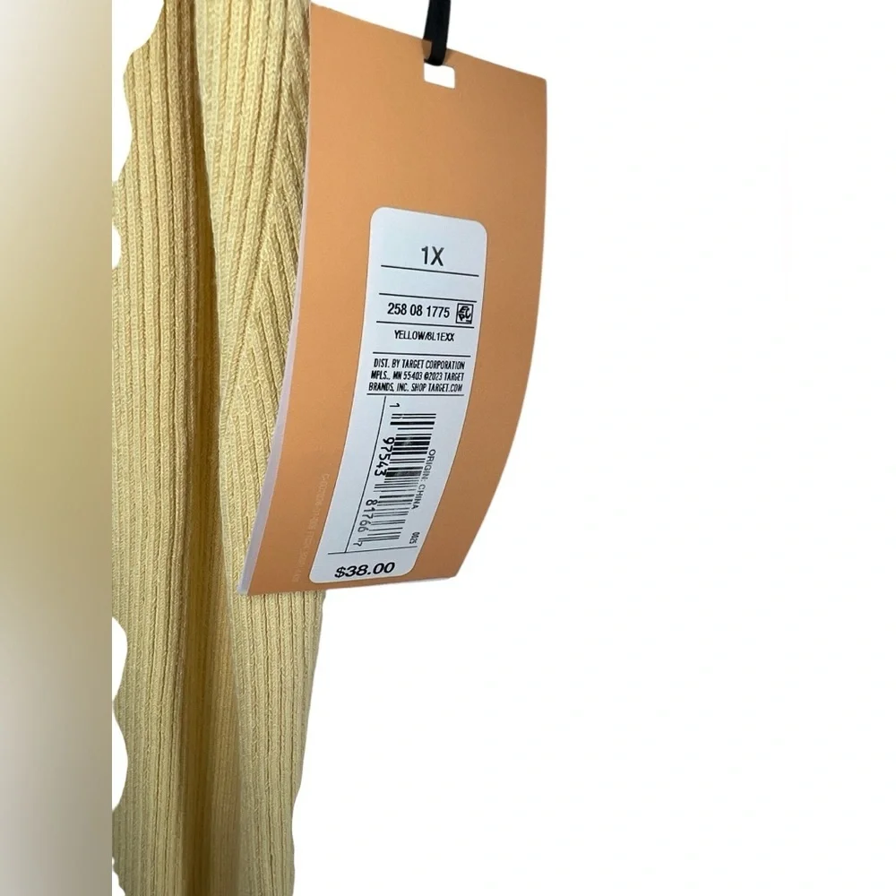 NET Future Collection Ribbed Crochet Gold Knit Midi Dress - Picture 4 of 5